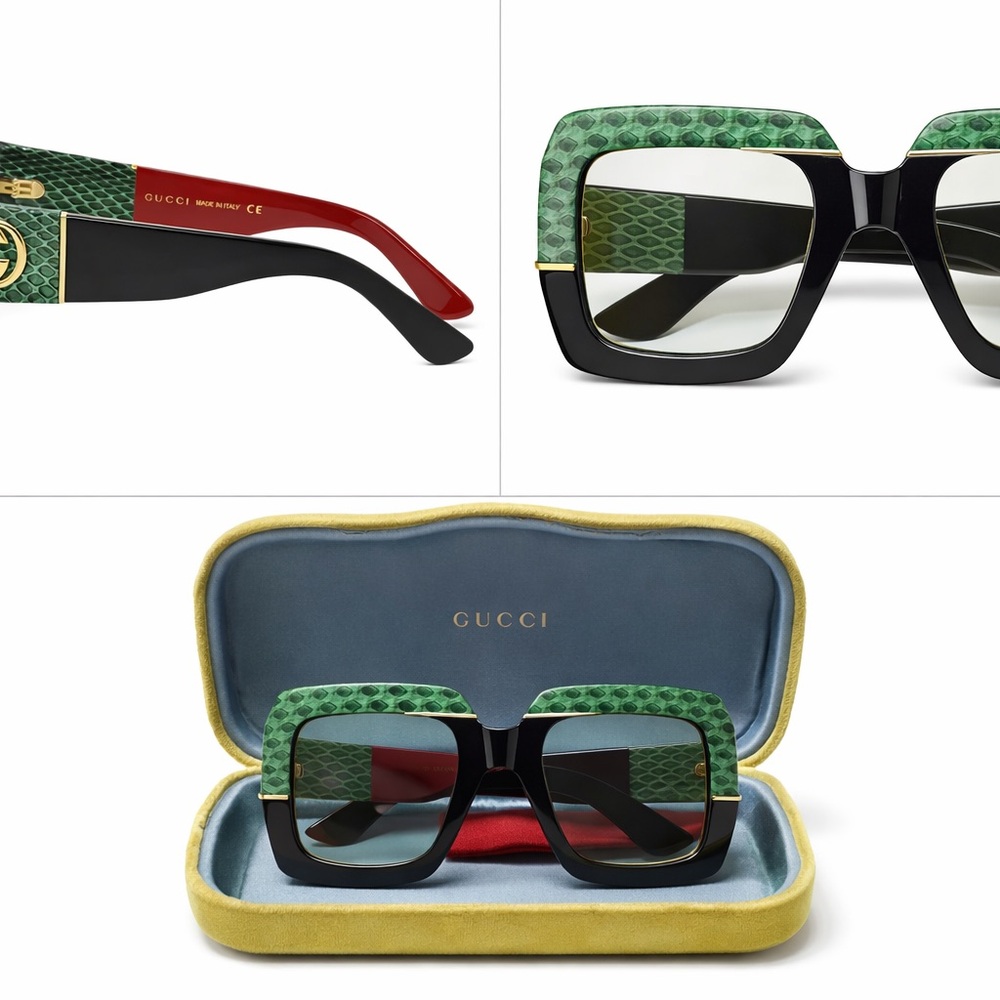 Gucci Multicolor Snakeskin GG0484S Square Sunglasses